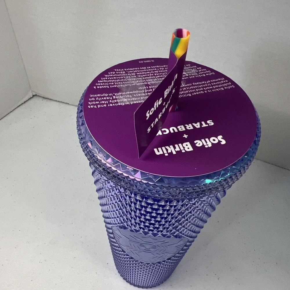 Starbucks‎ Purple Tumbler Rainbow Straw Studded Bling Venti 2024 New